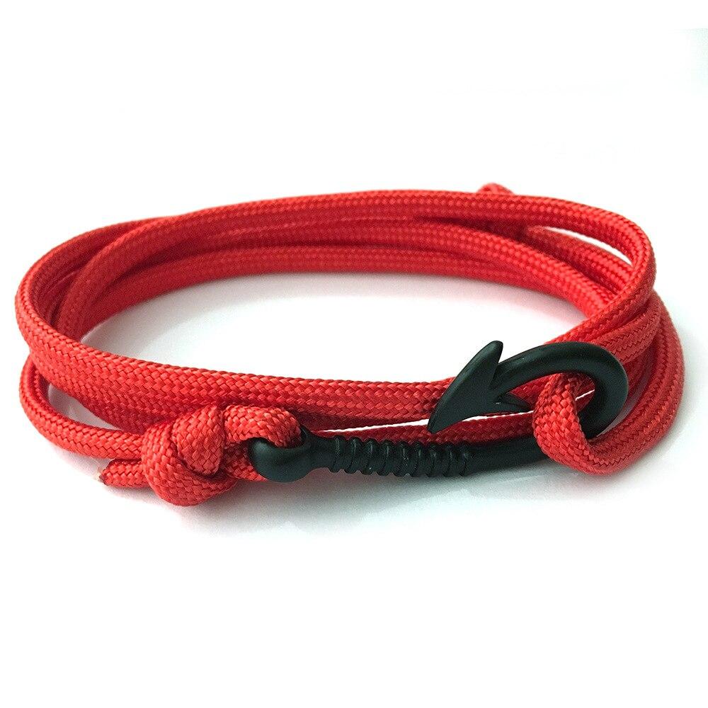 Black Small Hook Nautical Bracelet GR Red 