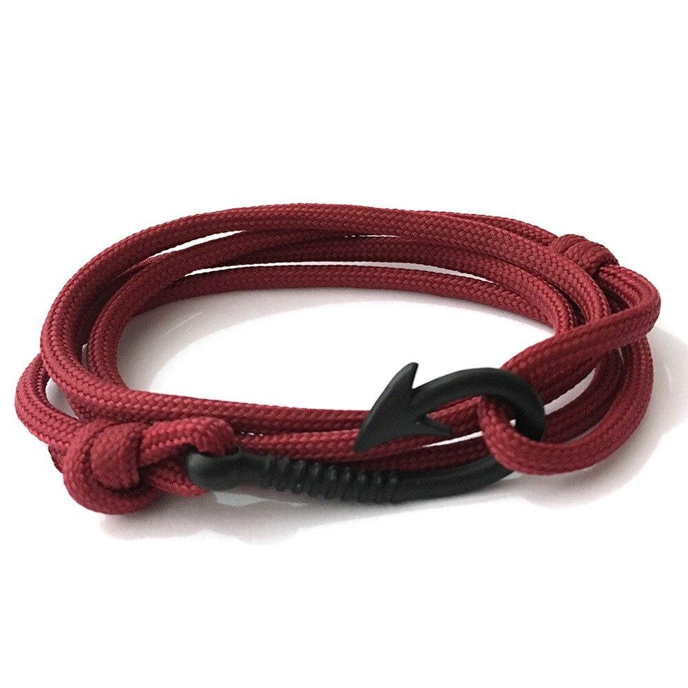 Black Small Hook Nautical Bracelet GR Wine Red 