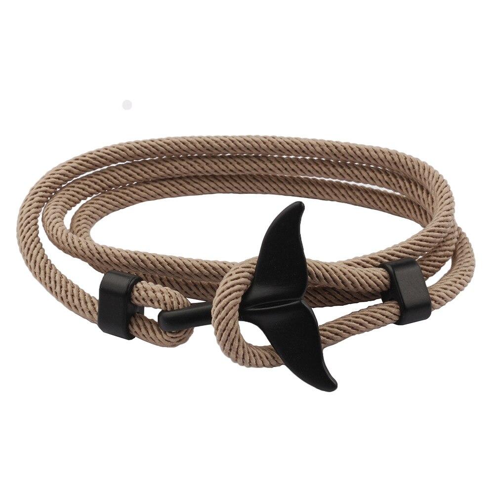 Black Whale Tail Rope Bracelet GR Beige 