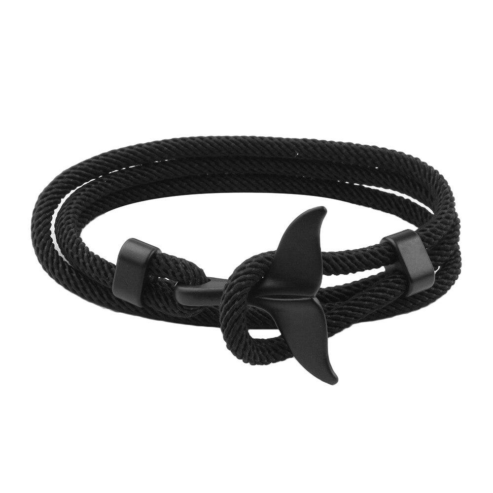 Black Whale Tail Rope Bracelet GR black 