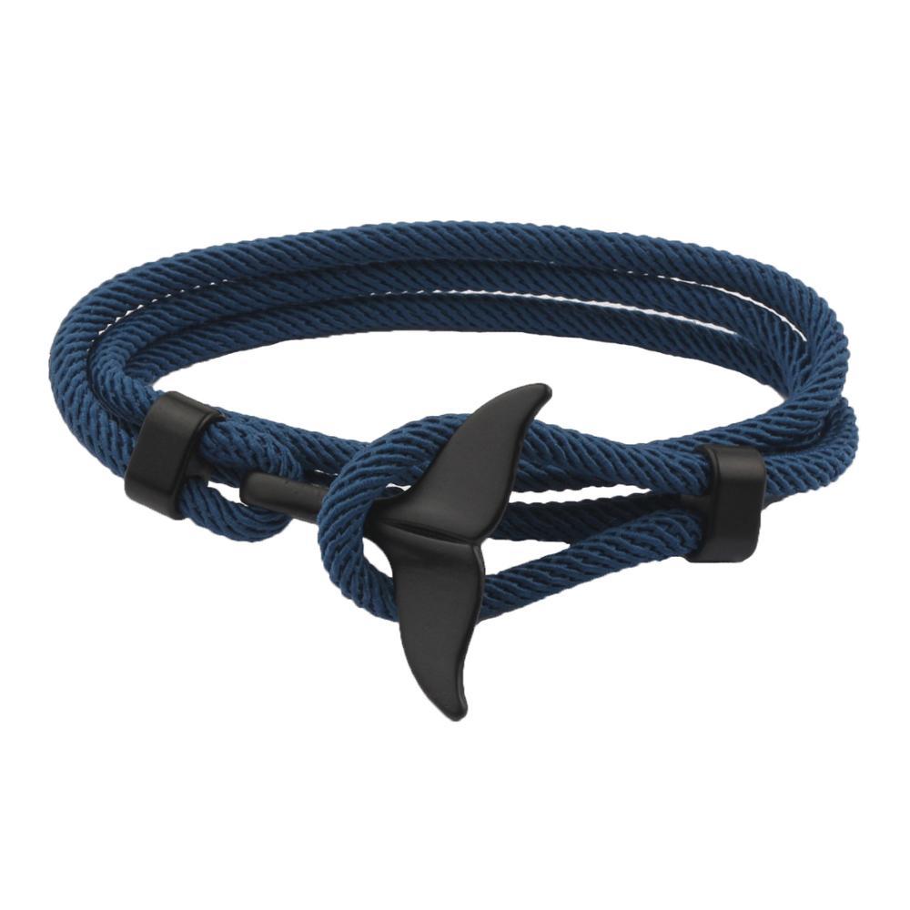 Black Whale Tail Rope Bracelet GR Blue 