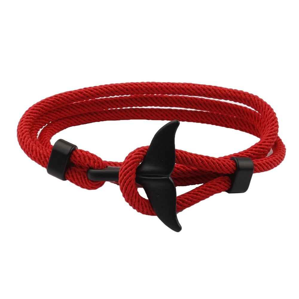 Black Whale Tail Rope Bracelet GR Red 