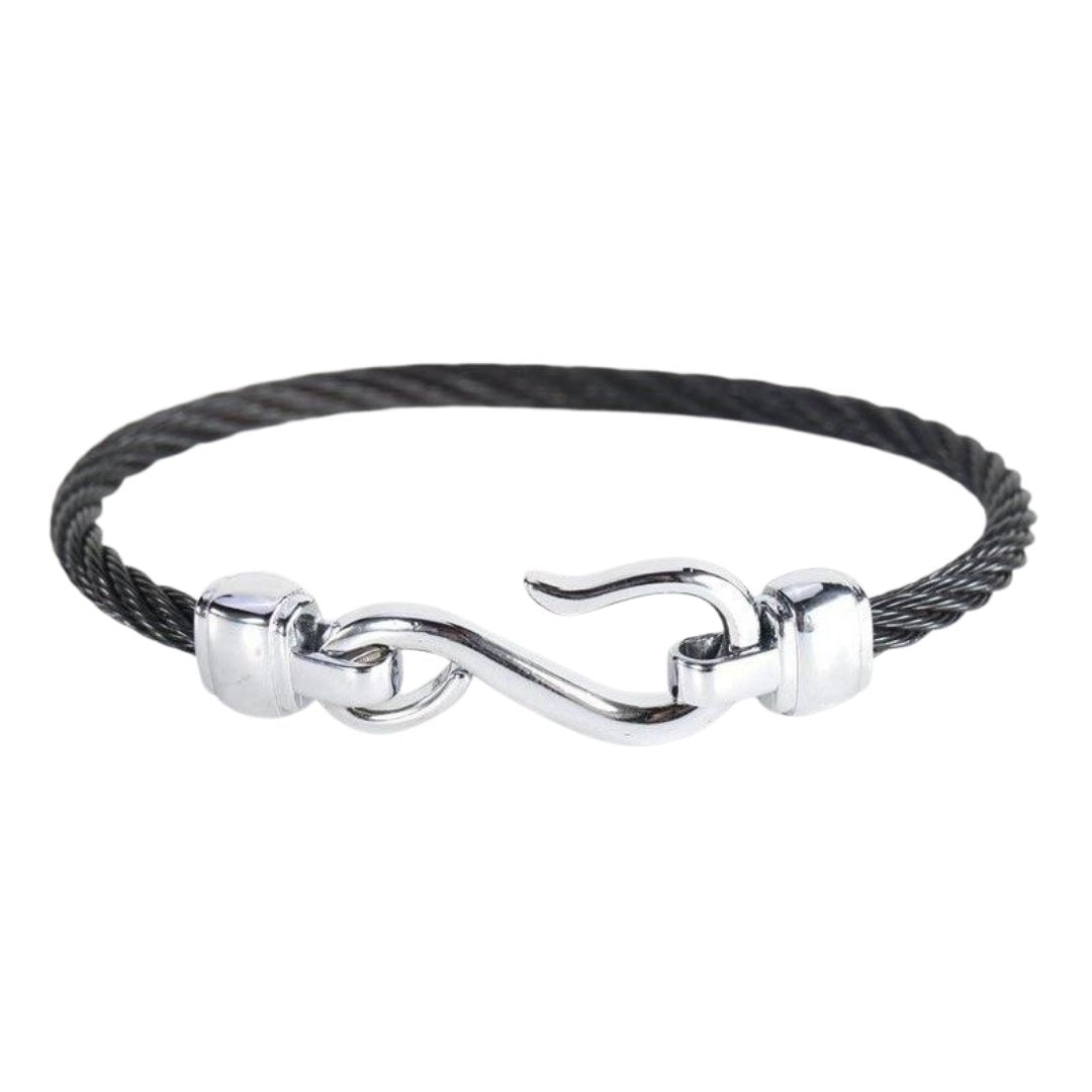 Bolzano Fish Hook Bracelet GR Silver & Black 