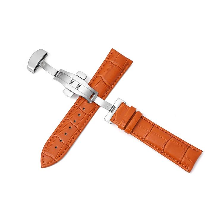 Bormio Vegan Leather Classic Watch Strap With Push Button Deployant Clasp GR Orange 12mm 