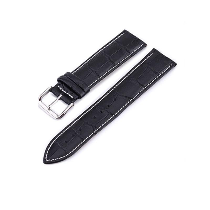 Bormio Vegan Leather Watch Strap With Tang Buckle & Stitching GR Black 12mm 