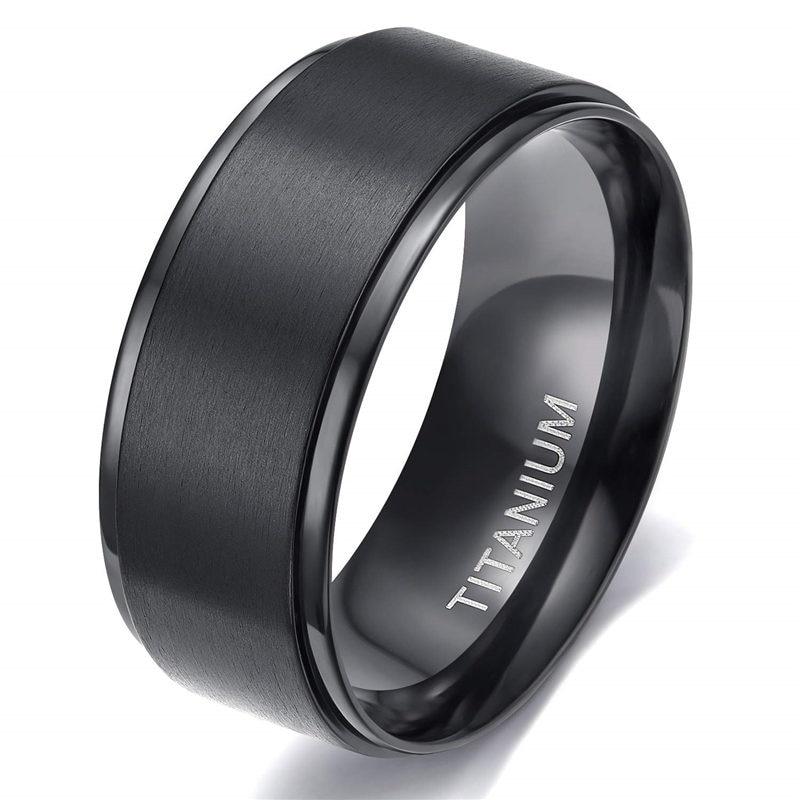 Brushed Black Titanium Ring GR 4 10mm 