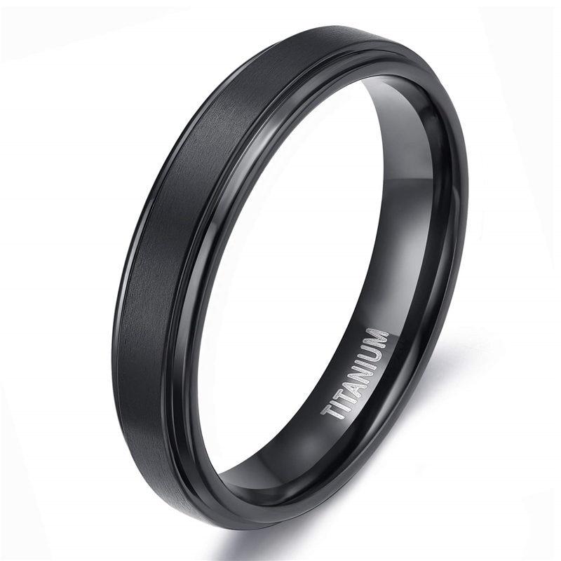 Brushed Black Titanium Ring GR 4 4mm 