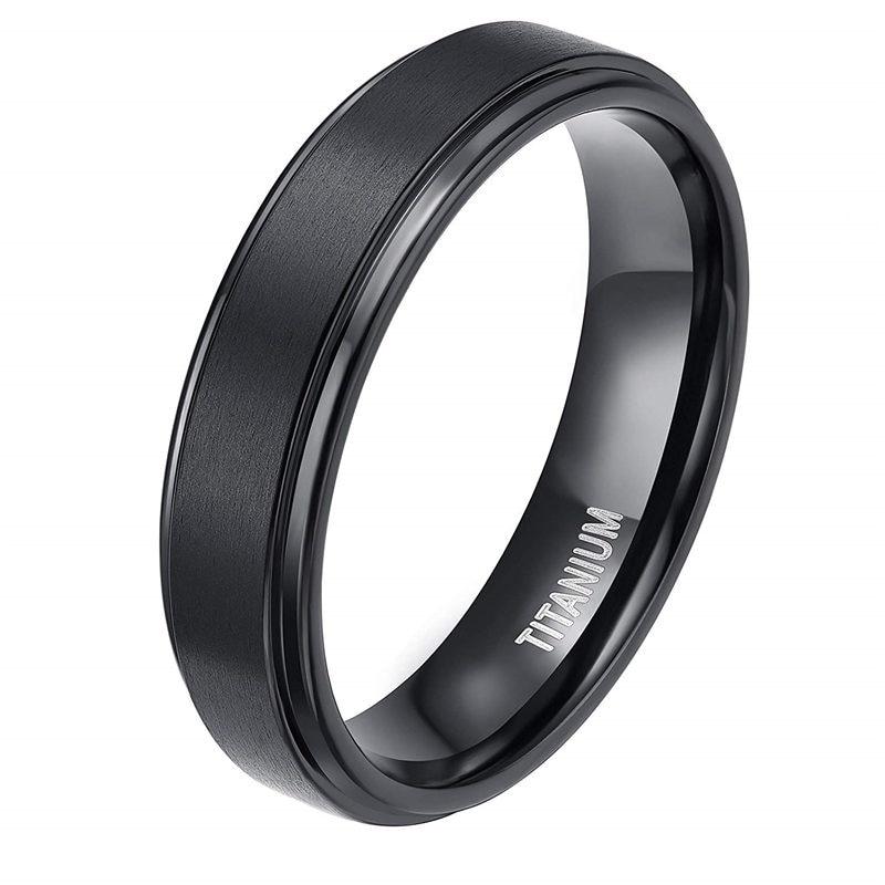 Brushed Black Titanium Ring GR 4 6mm 