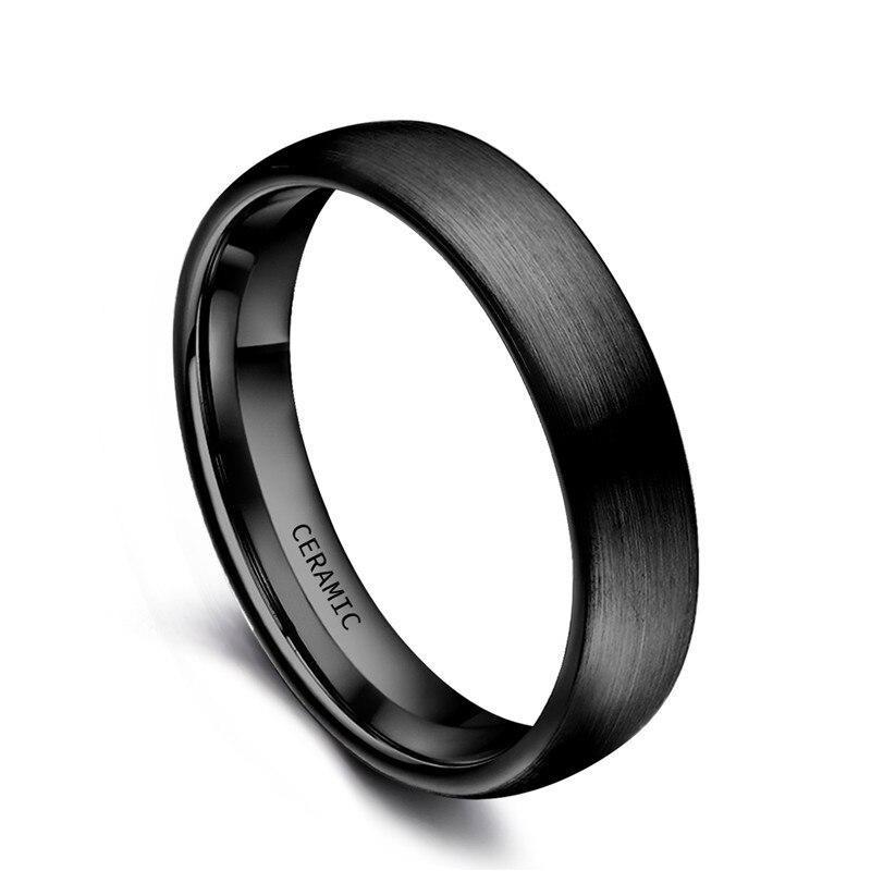 Brushed Flat Black Ceramic Ring GR 4 4mm 