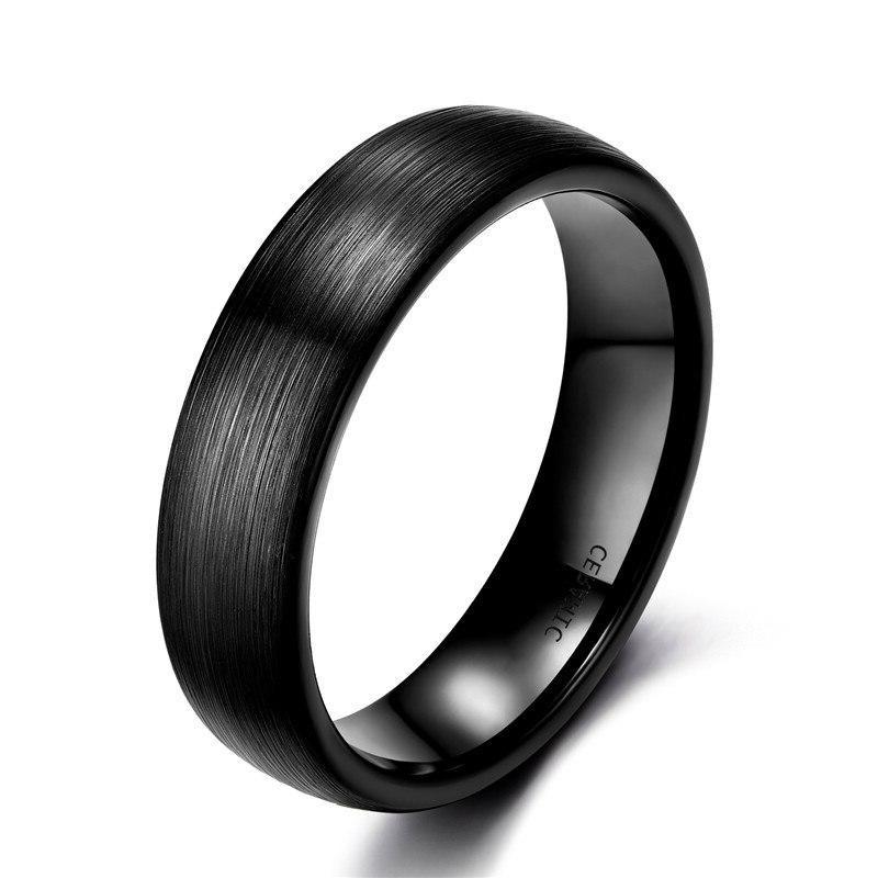 Brushed Flat Black Ceramic Ring GR 4 6mm 