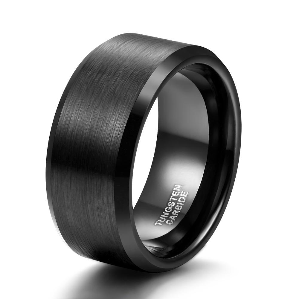 Brushed Tungsten Carbide Black Ring GR 4 10mm black 