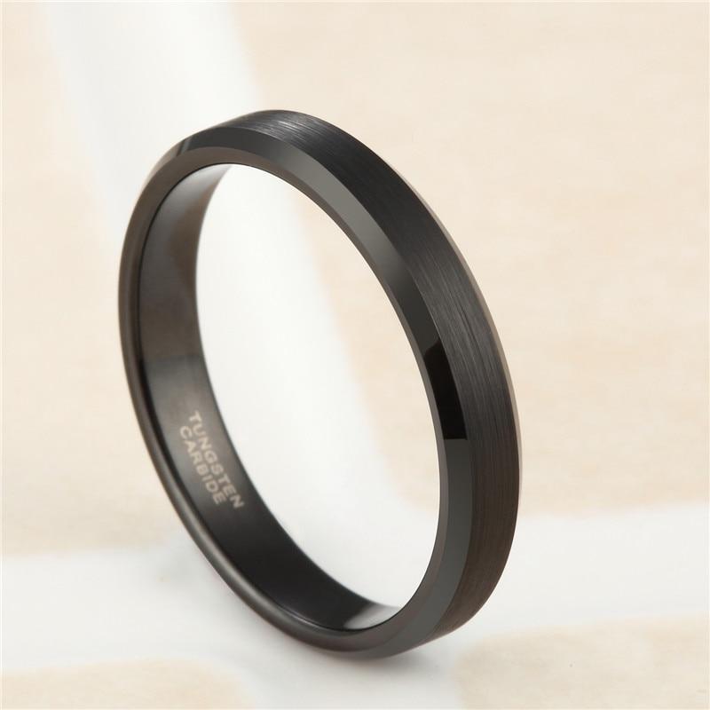 Brushed Tungsten Carbide Black Ring GR 4 4mm black 