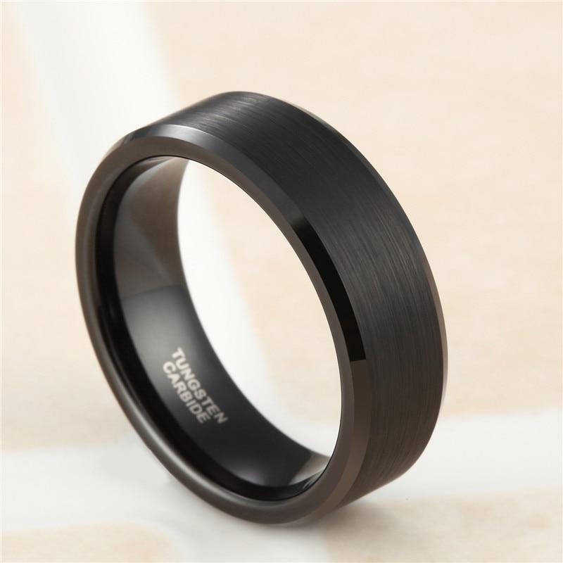 Brushed Tungsten Carbide Black Ring GR 4 8mm black 