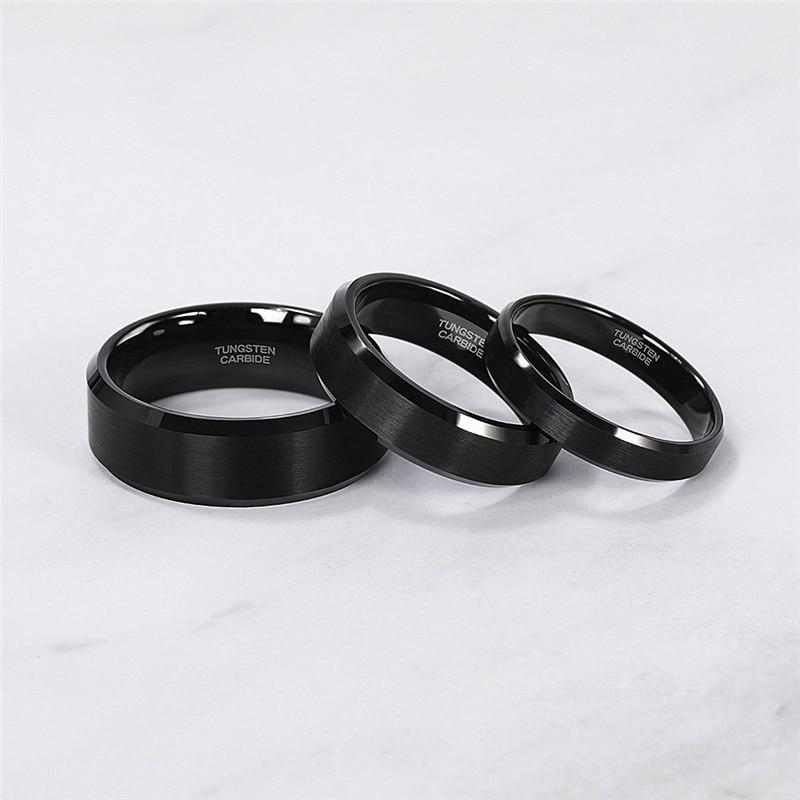 Brushed Tungsten Carbide Black Ring GR 