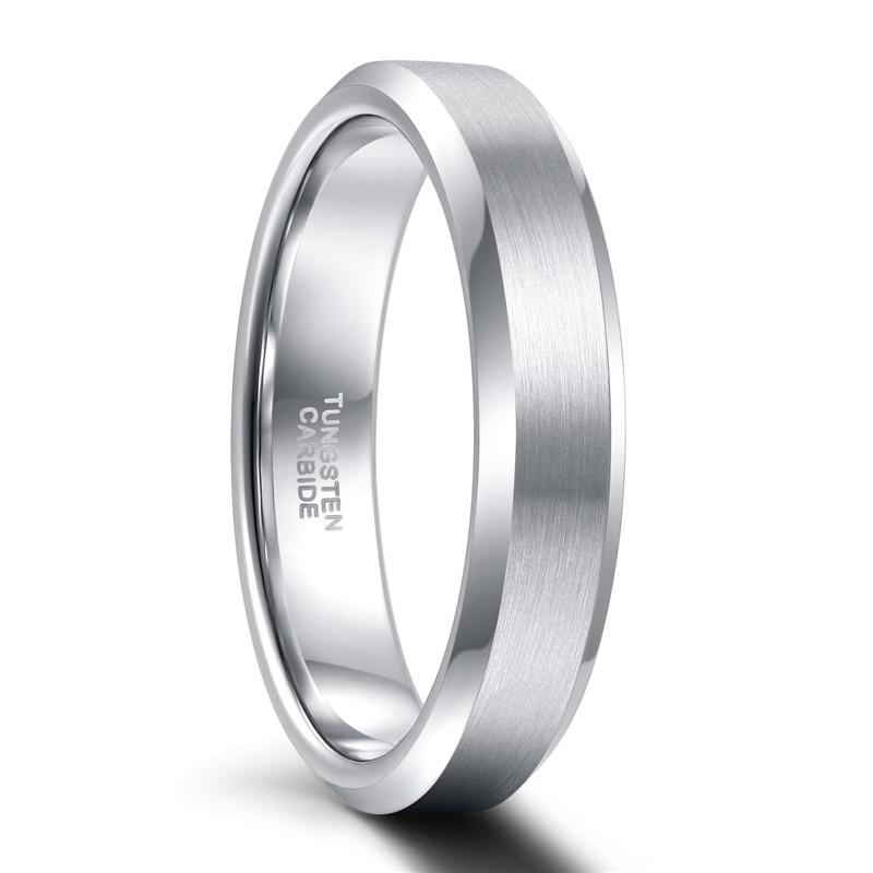 Brushed Tungsten Carbide Silver-Tone Ring GR 4 4mm silver 
