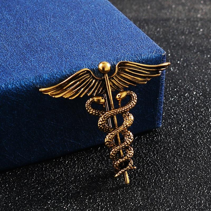 Caduceus Medical Symbol Lapel Pin GR Bronze 