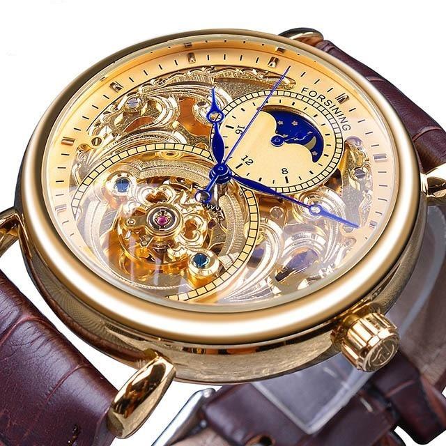 Calendario Mechanical Skeleton Watch Forsini Ingegneria Golden 
