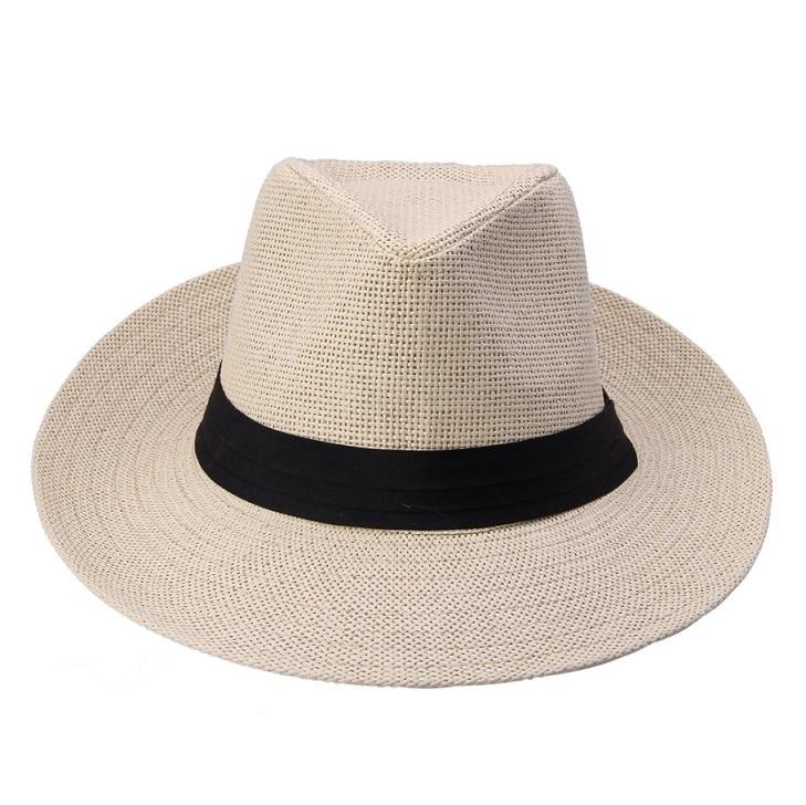 Cancun Panama Hat With Black Ribbon Band GR Beige 