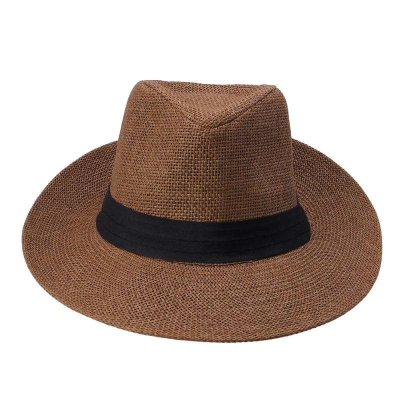 Cancun Panama Hat With Black Ribbon Band GR Dark coffee 