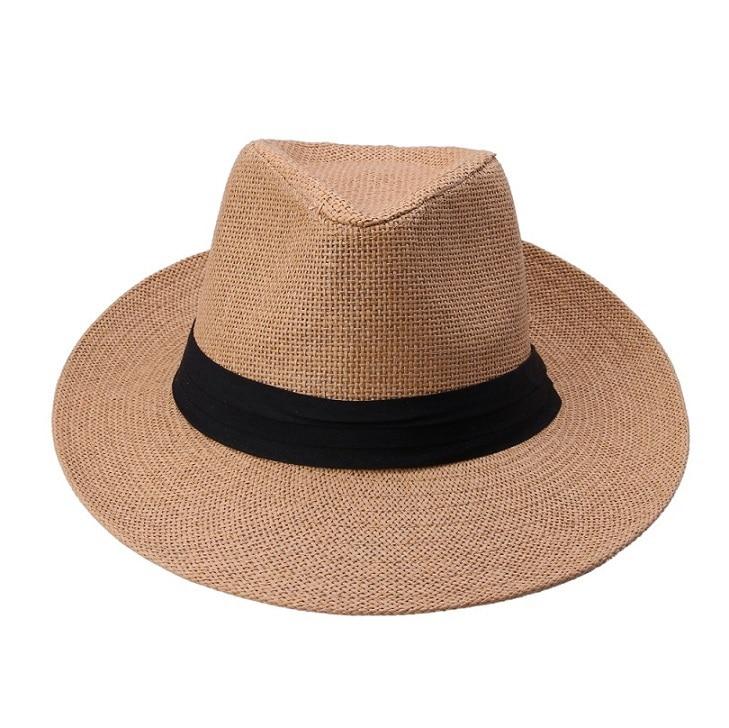 Cancun Panama Hat With Black Ribbon Band GR Light coffee 