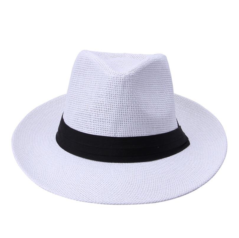 Cancun Panama Hat With Black Ribbon Band GR White 