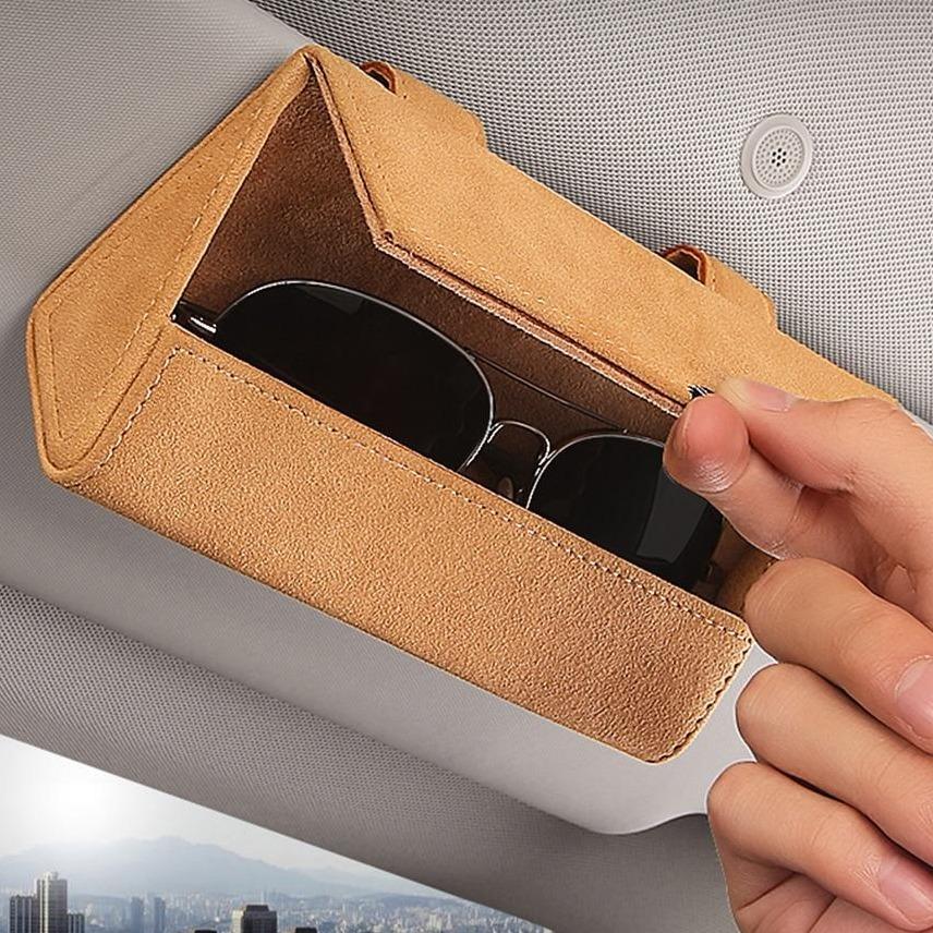 Car Visor Sunglasses Leather Case Holder GR 