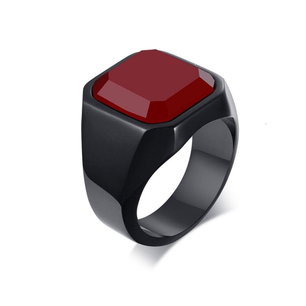 Carnelian Crystal Signet Ring GR 7 Black 