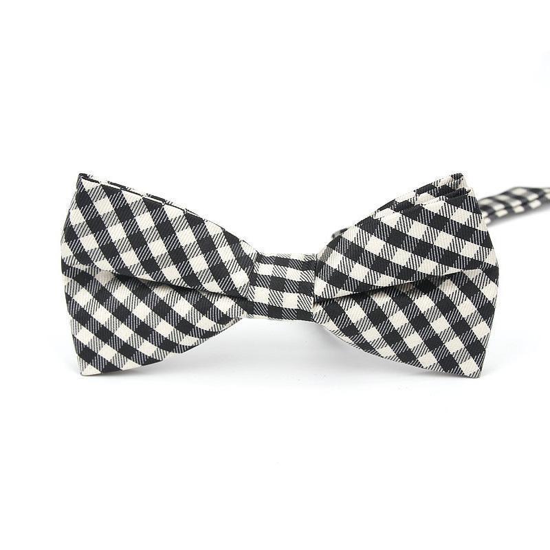 Checkered Cotton Bow Tie Pre-Tied GR Black & White 