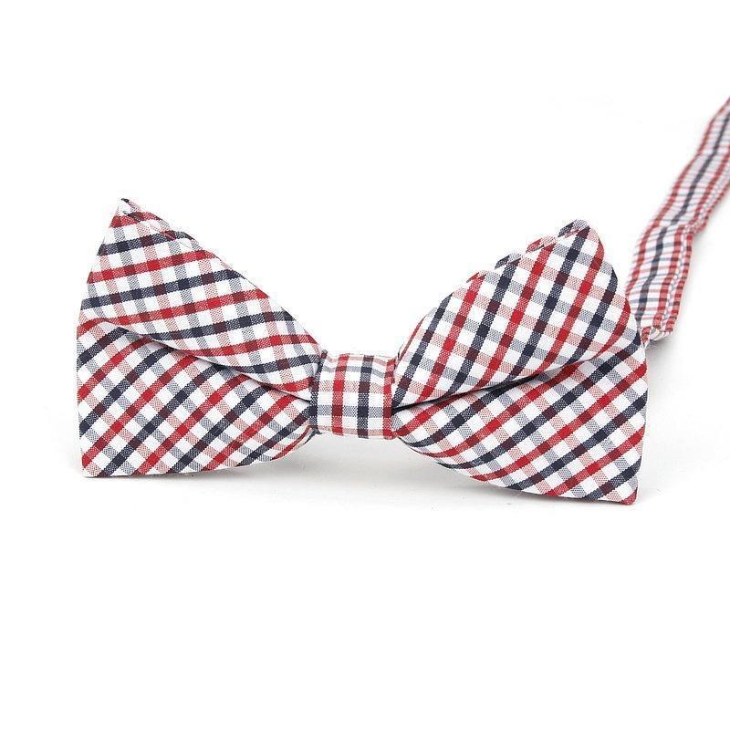 Checkered Cotton Bow Tie Pre-Tied GR Classy Red 
