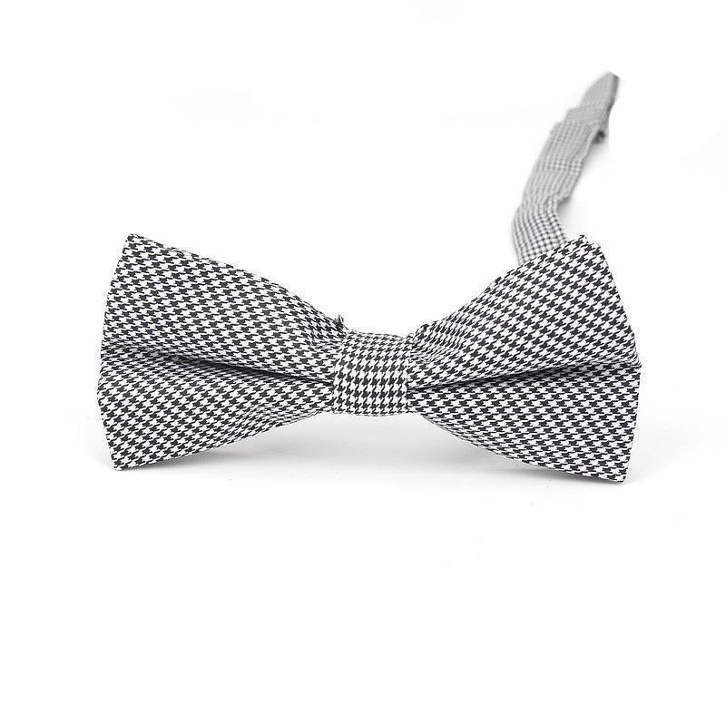 Checkered Cotton Bow Tie Pre-Tied GR Houndstooth Black 