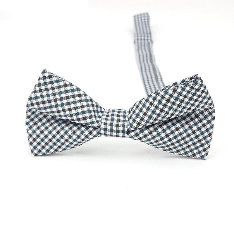 Checkered Cotton Bow Tie Pre-Tied GR Mini Black 