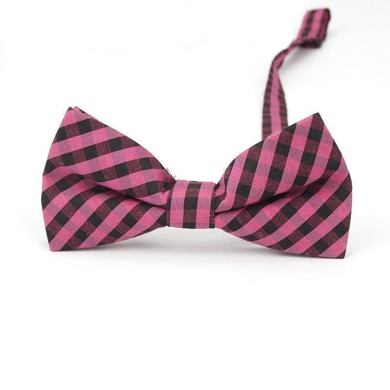 Checkered Cotton Bow Tie Pre-Tied GR Pink 