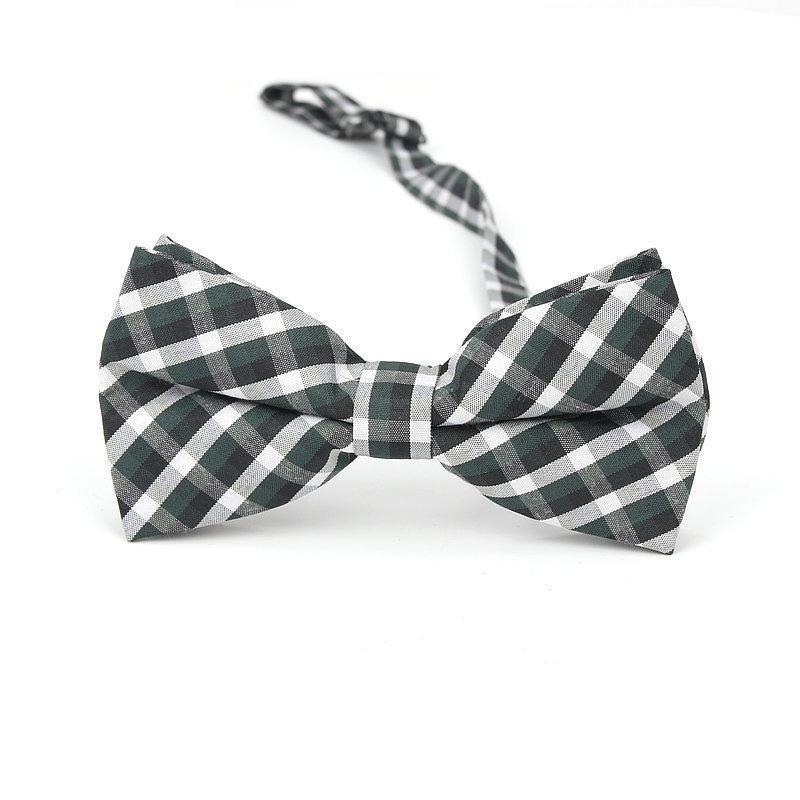 Checkered Cotton Bow Tie Pre-Tied GR Small Green 