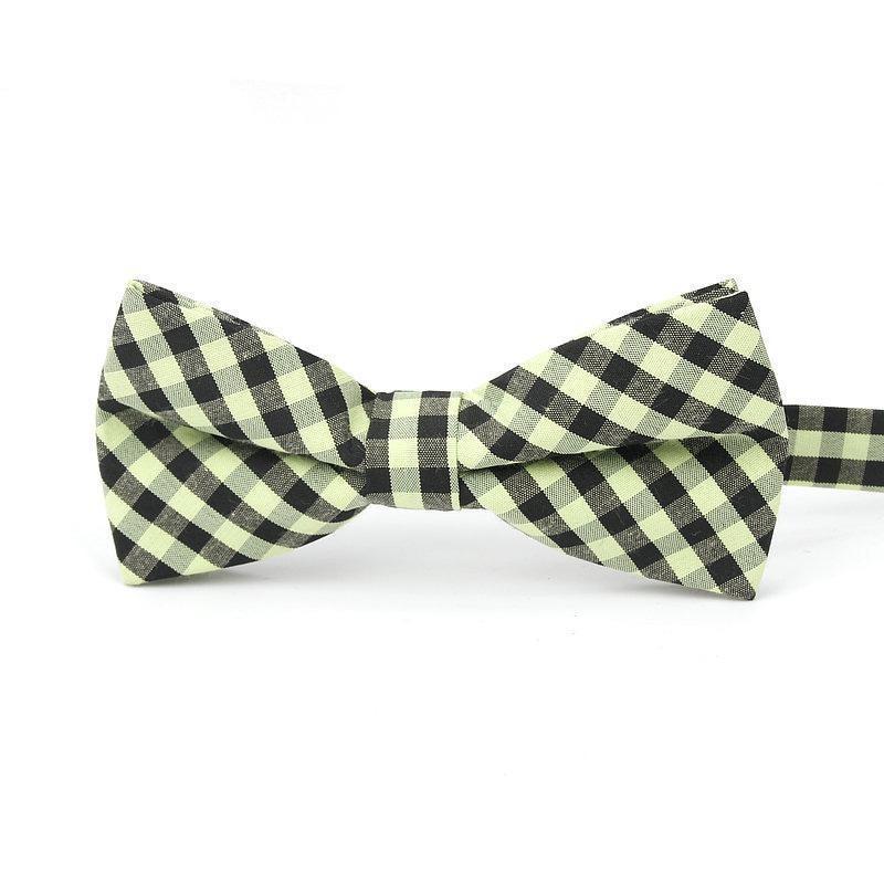 Checkered Cotton Bow Tie Pre-Tied GR Spring Green 