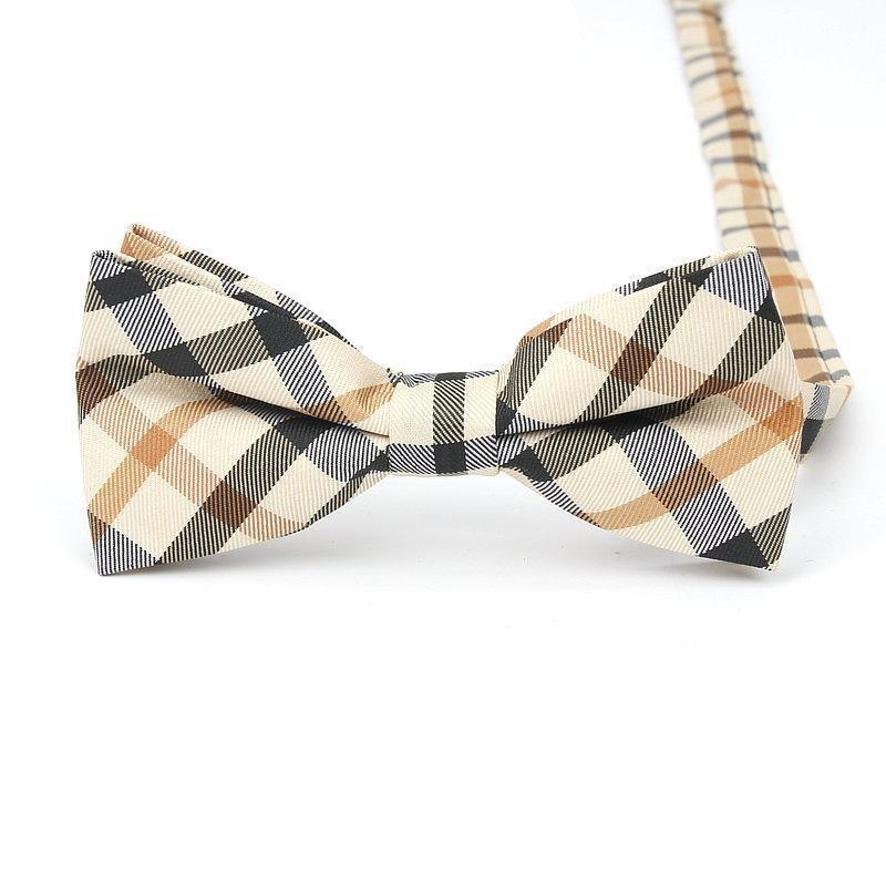 Checkered Cotton Bow Tie Pre-Tied GR Yellow 