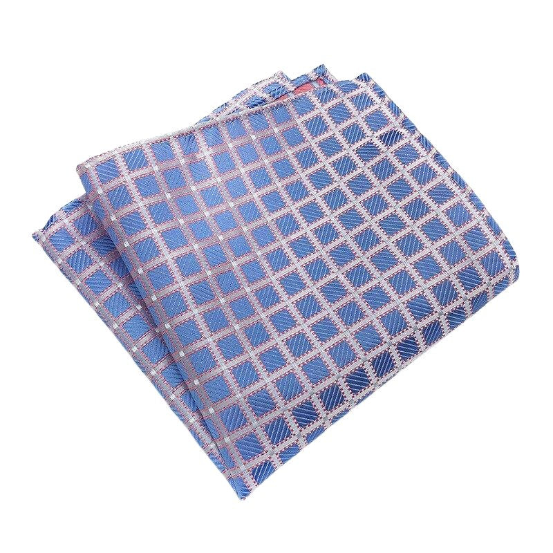 Checkered Silk Pocket Square GR Blue 
