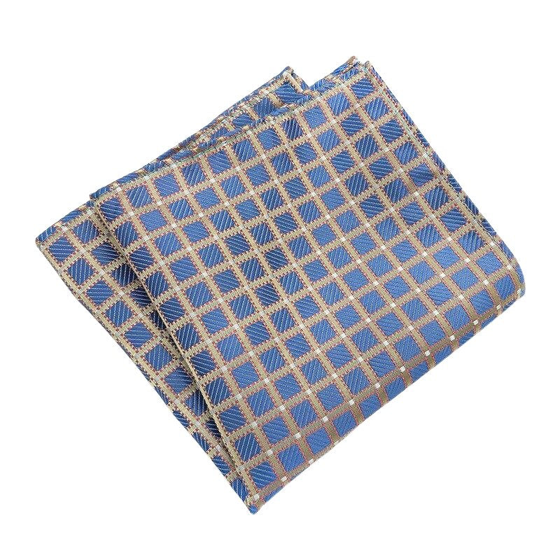 Checkered Silk Pocket Square GR Dark Blue 