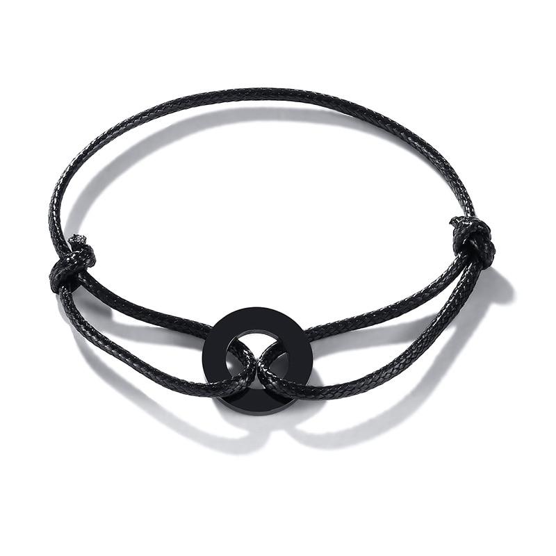 Circle Minimalist Rope Bracelet Anklet GR Black 