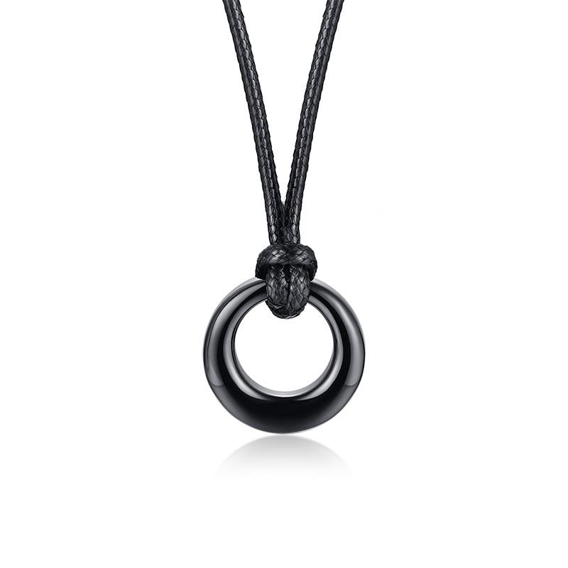 Circle Of Life Minimal Pendant Necklace GR Black 