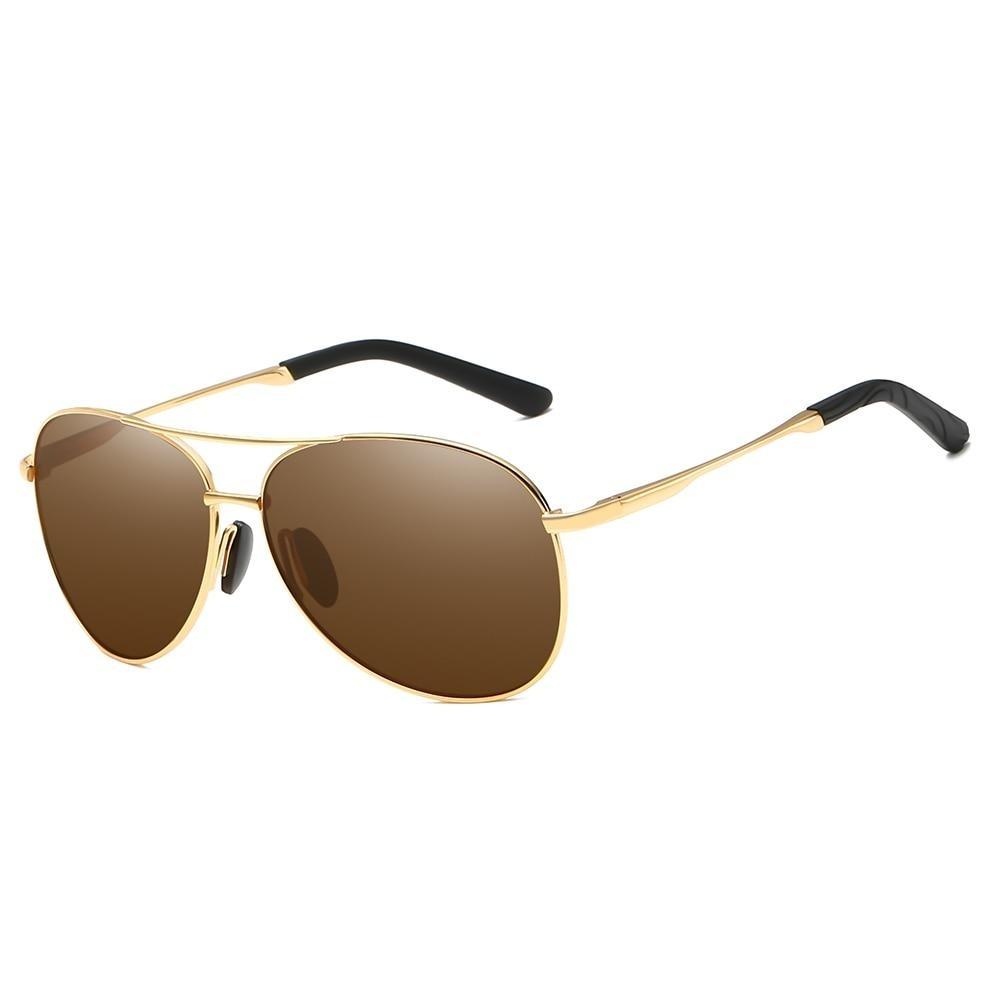 Classic Aviator Polarized Sunglasses GR Gold Brown 