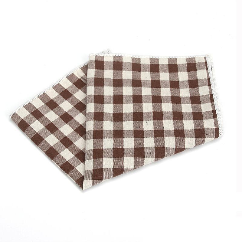 Classic Gingham Cotton Handkerchief GR Brown 
