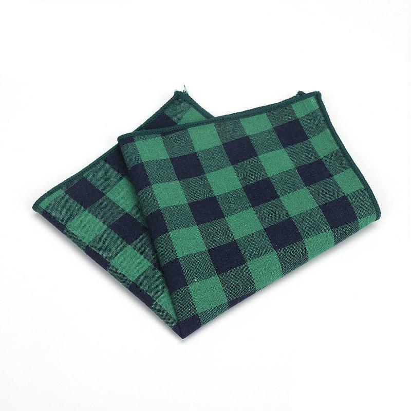 Classic Gingham Cotton Handkerchief GR Large Green Check 
