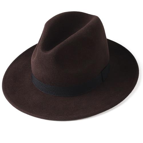 Classic Wool Felt Fedora Hat GR dark browm head size 56-57.5cm 