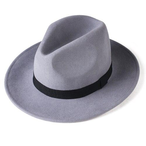 Classic Wool Felt Fedora Hat GR Gray head size 56-57.5cm 
