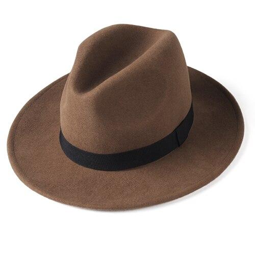 Classic Wool Felt Fedora Hat GR light brown head size 56-57.5cm 