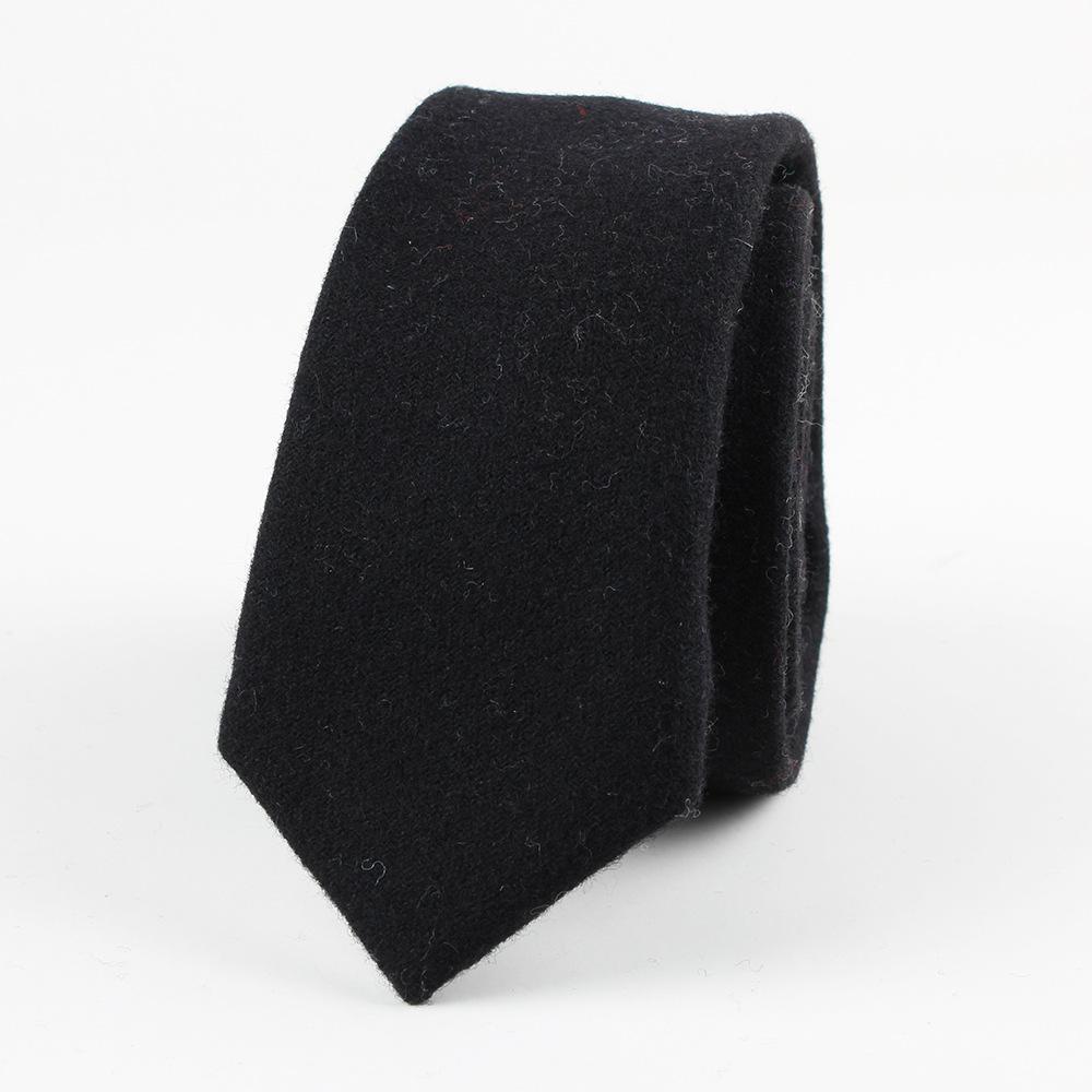 Classy Solid Wool Tie GR Black 