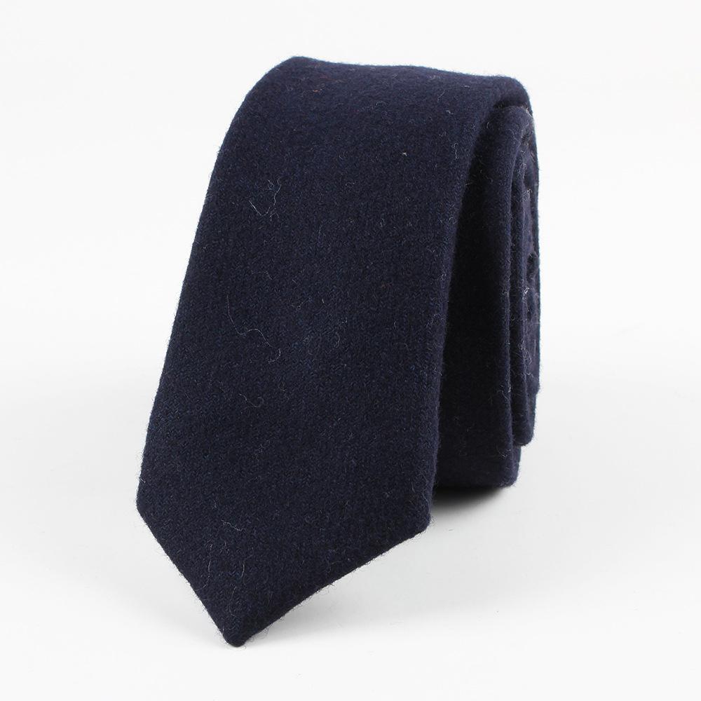Classy Solid Wool Tie GR Navy Blue 