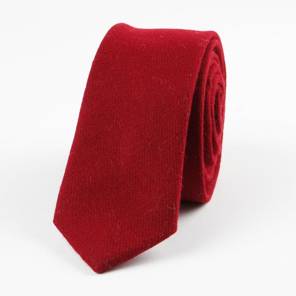 Classy Solid Wool Tie GR Red 