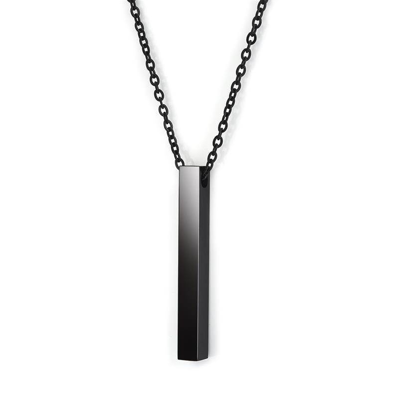 Claudius Minimal Steel Pendant Necklace GR Black 