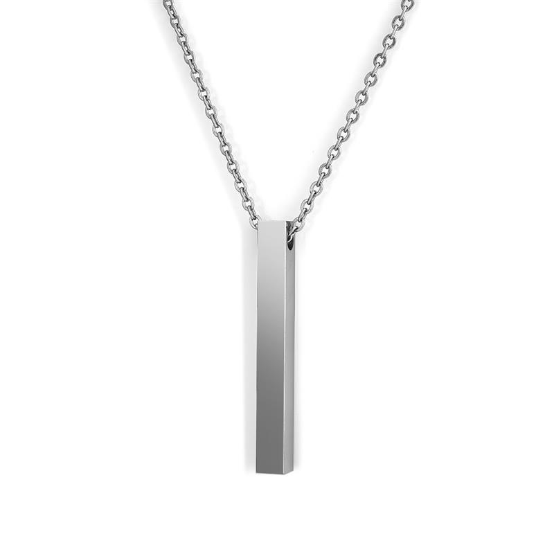 Claudius Minimal Steel Pendant Necklace GR Silver 